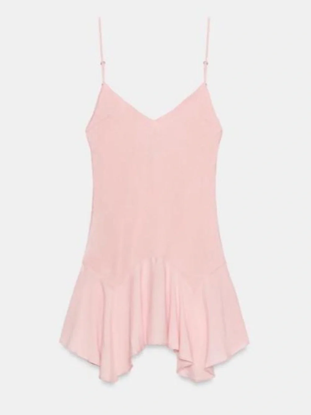 Zara Light Pink Slip Mini Dress with Flared Hem